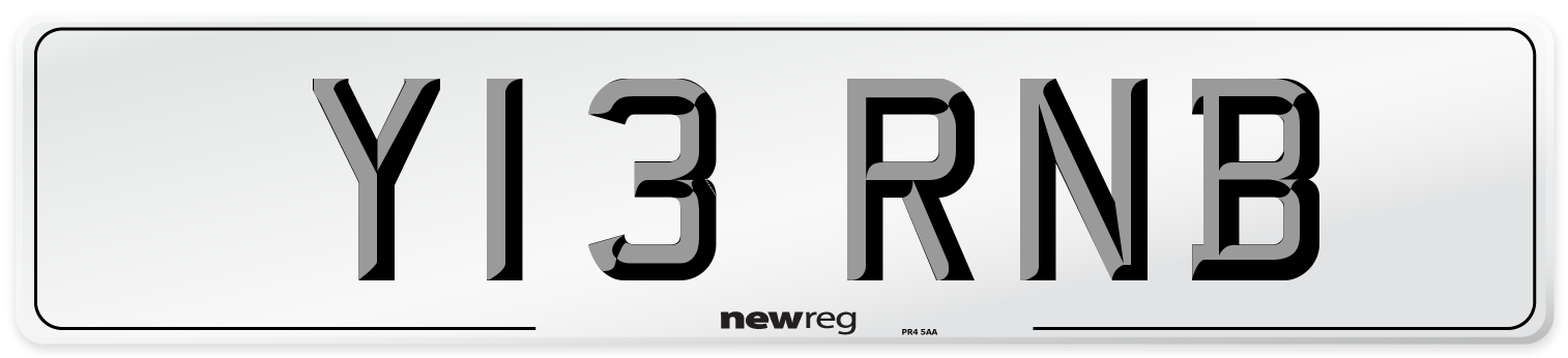 Y13 RNB Number Plate from New Reg